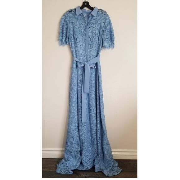 Lela Rose Lace Flutter Sleeve Collared Dress - Picture 4 of 15